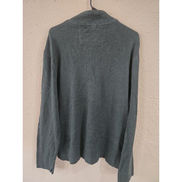 Banana Republic Cotton Quarter Zip Pullover Sweater, Grayish Green, Size Large - Picture 2 of 4